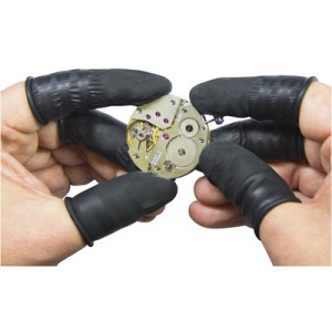 Doigtier ESD antistatique en latex noir, sans poudre, taille M, Ø 18 mm, en paquet de 1440 pièces
