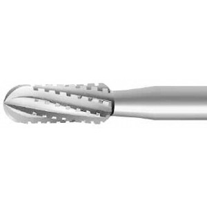 Fraise de forme à grosse denture, en acier outil, Ø tige 2.35 mm, longueur 44.5 mm, Ø 1.80 mm