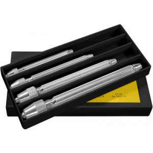 Assortiment de 4 mandrins à tête ronde, avec 2 pinces en laiton nickelé