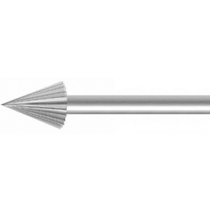 Fraise de forme à denture fine, en acier outil, Ø tige 2.35 mm, angle 45°, longueur 44.5 mm, Ø I 3.50 mm