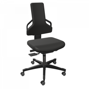 Chaise ergonomique Dauphin, rembourrage en similicuir, siège et dossier pivotant réglable, avec roulettes freinées pour sol dur