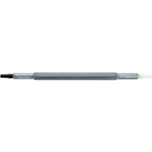 Chasse-aiguilles gris, 1 embout en PVC blanc, Ø 0.50 mm et 1 embout en PVC noir, Ø  1.00 mm