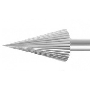 Fraise de forme à denture fine, en acier outil, Ø tige 2.35 mm, angle 30°, longueur 44.5 mm, Ø 2.00 mm
