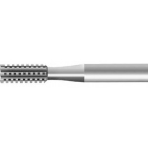 Fraise de forme à grosse denture, en acier outil, Ø tige 2.35 mm, longueur 44.5 mm, Ø 1.80 mm