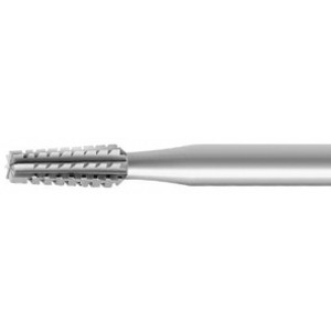 Fraise de forme à grosse denture, en acier outil, Ø tige 2.35 mm, longueur 44.5 mm, Ø 1.40 mm