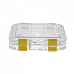 Boîte en plastique à membrane avec charnières et fermetures, 100 x 100 x 25 mm