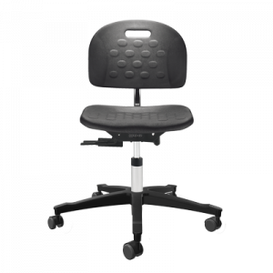 Chaise ergonomique Dauphin en polyamide noir, piètement à 5 branches avec roulettes freinées pour sol dur