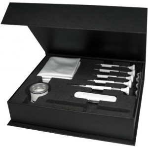 Coffret d'outils "Black & White", avec coffret en carton noir, mousse noire et outils blancs