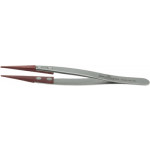 Brucelles avec embouts rapportés fixes en résine rouge, pointes 3C, longueur 110 mm