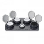 Huilier en alliage d'aluminuim thermopoudré  3 godets en céramique blanche et 1 godet en céramique noire