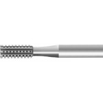 Fraise de forme à grosse denture, en acier outil, Ø tige 2.35 mm, longueur 44.5 mm, Ø 2.30 mm