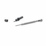Tournevis d'horloger en laiton chromé, Ø 2.00 mm, avec 2 mèches de rechange en tube plastique