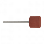 Meule en caoutchouc aggloméré avec poudre de carbure de silicium, rouge, dure, Ø 14 mm, épaisseur 12 mm sur tige Ø 2.35 mm