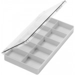 Boîte à charnière avec couvercle transparent, 10 cases
