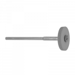 Meule en caoutchouc aggloméré avec poudre de carbure de silicium, grise, tendre, Ø 17 mm, épaisseur 2 mm sur tige Ø 2.35 mm