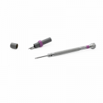 Tournevis d'horloger en laiton chromé, Ø 1.60 mm, avec 2 mèches de rechange en tube plastique