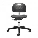 Chaise ergonomique Dauphin en polyamide noir, piètement à 5 branches avec roulettes freinées pour sol dur