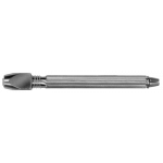 Mandrin à tête carrée, avec 2 pinces en laiton nickelé, ouverture de 0 à 1.5 mm et de 4 à 5 mm, longueur 140 mm