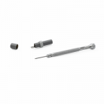 Tournevis d'horloger en laiton chromé, Ø 1.40 mm, avec 2 mèches de rechange en tube plastique