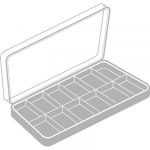 Boîte à charnière avec couvercle transparent, 12 cases