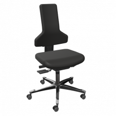 Chaise ergonomique Dauphin, rembourrage en similicuir, siège et dossier pivotant réglable, avec roulettes freinées pour sol dur
