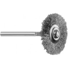 Petite brosse en laiton rude, Ø 20 mm, sur tige Ø 2.35 mm pour polissage