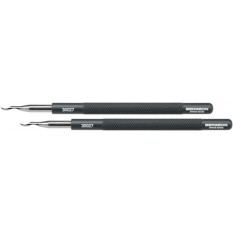 Paire de leviers pour aiguilles, leviers en acier trempé 54 HRC nicklé, manche en aluminium éloxé, largeur 2.5 mm, longueur 105 mm