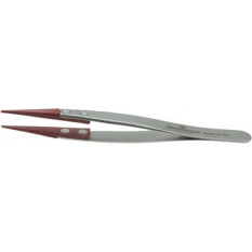 Brucelles avec embouts rapportés fixes en résine rouge, pointes 3C, longueur 110 mm