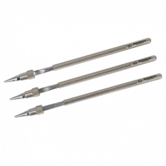 Assortiment de 3 mandrins aux vis de balanciers, longueur 100 mm en acier