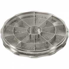 Panier en acier inox avec 20 séparations, hauteur 8 mm, Ø 80 mm