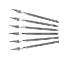 Assortiment de 6 mandrins aux vis de balanciers, longueur 100 mm en acier, coffret carton