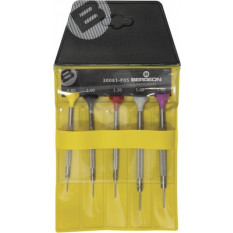 Assortiment de 5 tournevis d'horloger en acier inox, tête ergonomique en matière synthétique POM autolubrifiant