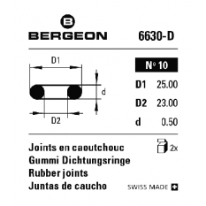 Joint plat en caoutchouc No 10, pour montres étanches, épaisseur 0.5 mm, en paquet de 2 pièces