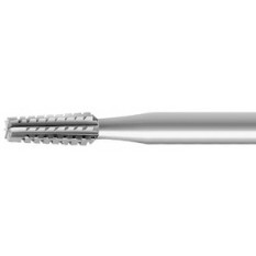 Fraise de forme à grosse denture, en acier outil, Ø tige 2.35 mm, longueur 44.5 mm, Ø 0.90 mm