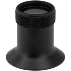 Loupe (micros) en aluminium éloxé noir, sans marquage, avec bague moletée et lentille bi-convexe, No 2.5, grossissement 4x