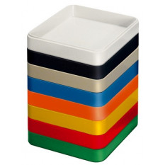 Godet à fournitures carré en plastique vert, 70 x 70 x 13 mm