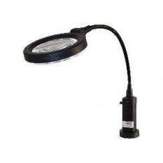 Lampe annulaire à LED, avec loupe lentille Ø 95 mm, grossissements 2x et 4x, bras flexible sur socle magnétique