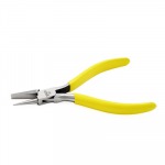 Pliers with a flat side and a circle, in polished steel, interteaded joints, plastic branches, length 130 mm