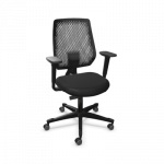 Ergonomic chair Dauphin in black polyamide, 5 branches base with brake rolls for hard floor