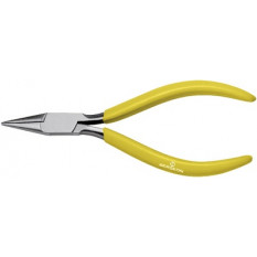 Flat clips, striated spike half-round, in polished steel, interteaded joints, yellow plasticized branches, length 130 mm
