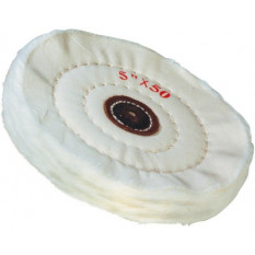 White polishing disc, in natural cotton, 50 folds, thickness 12.5 mm, Ø 100 mm