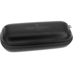 Black travel case with hard shell in imitation leather, zipper and interior in removable foam, dimensions: 166 x 70 x 55 mm