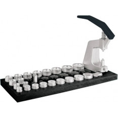 Complete press for glasses in Metal, with 30 reversible Stakes , on wooden base