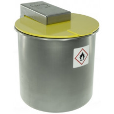 Stainless steel washing container with safety lid, 2 l,  Ø 180 mm, closed height 140 mm, open 295 mm