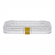 Plastic box with membrane with hinges and closures, 300 x 100 x 50 mm