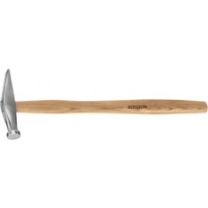 Golden hammer, wooden handle, entirely polished, head length 90 mm