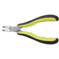 Inclined cutting pliers, full-foul-flush cut, fine, antistatic, in steel allied with 67 HRC chrome, length 128 mm