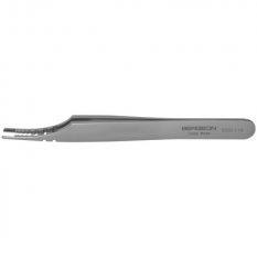 Stainless steel tweezers to hold the needle cannons, without locking system, tip 14, length 115 mm