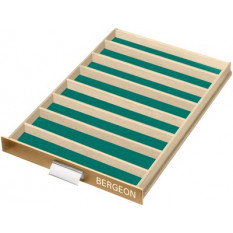 Slide drawer with 8 lockers, removable, green background, 300 x 460 x 40 mm wood-horlogerie