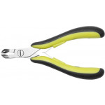 Inclined cutting pliers, full-foul-flush, antistatic cut, in steel allied with 63 HRC chrome, length 125 mm